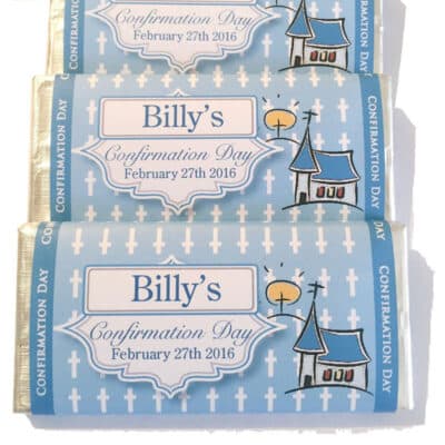 Conf-comm-Church-Blue-WEB Confirmation Communion Small Personalised Chocolate Bars