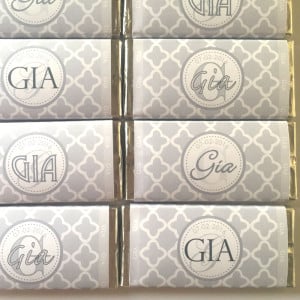 Pack of 10. Grey Pattern Mix Christening Chocolate Bars