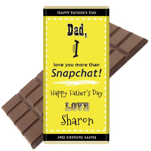 Dad, I love you more than Snapchat Personalised Chocolate Bar