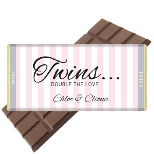 Twins Personalised Chocolate Bar - (Blue, Pink or Lemon)