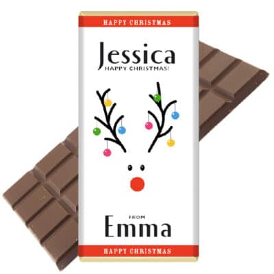 Bauble Reindeer Personalised Christmas Chocolate Bar