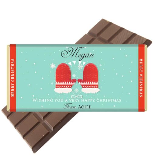 Christmas Gloves Personalised Chocolate Bar