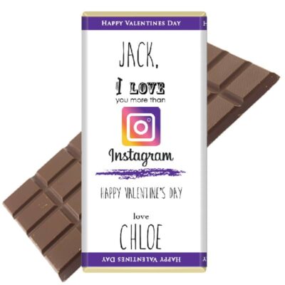 I love you more than Instagram personalised chocolate Bar