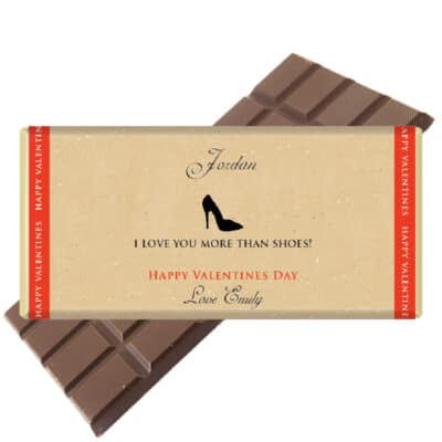 I love you more than shoes chocolate bar