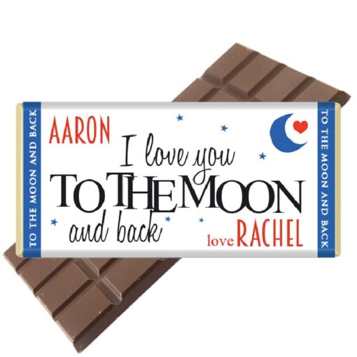 Love you to the moon and back personalised chocolate bar