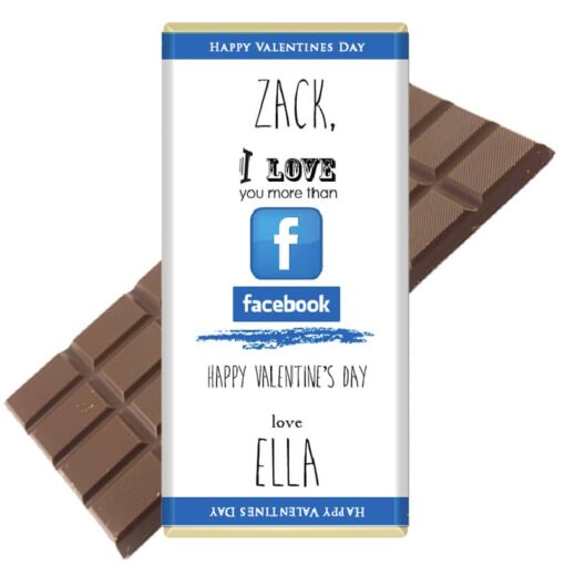 I love you more than facebook personalised chocolate bar