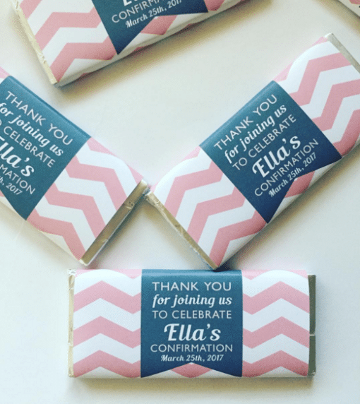 chevron pink personalised chocolate bar