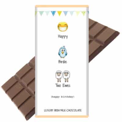 Happy Birdie two ewes chocolate bar