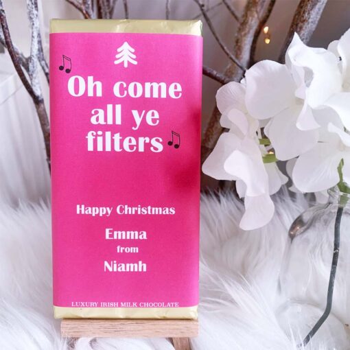 Oh come all ye filters Personalised Luxury Irish Chocolate Bar