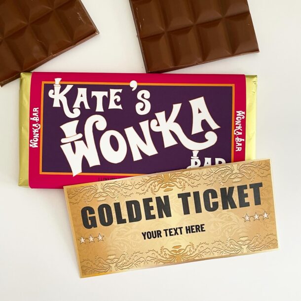 Personalised Wonka Bar with Golden Ticket