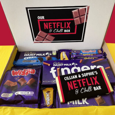 Netflix & Chill Chocolate Box with Personalised Luxury Irish Chocolate Bar